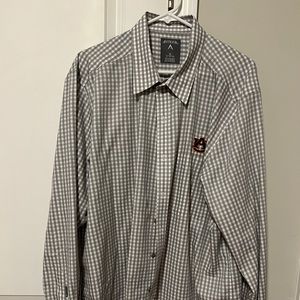 Auburn University XL Button down men’s gray & white checked dress shirt